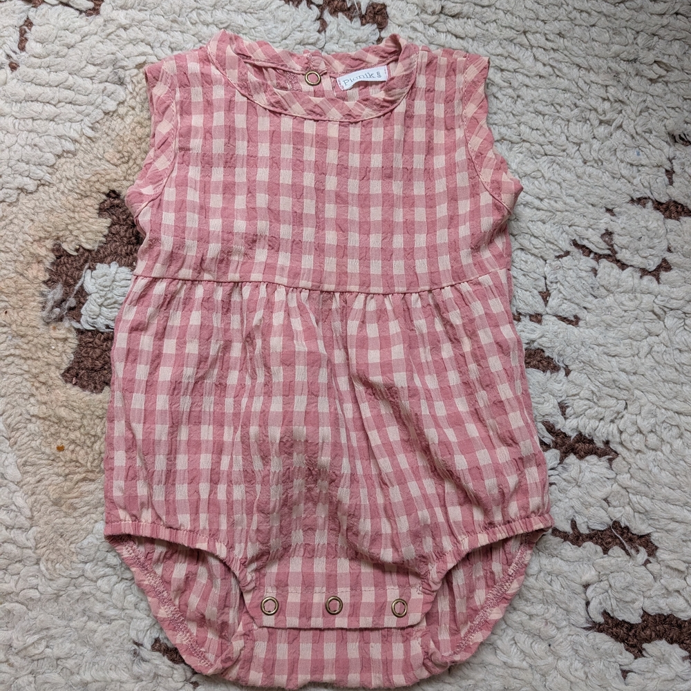 Adorable Pink Checkered Kids Bodysuit